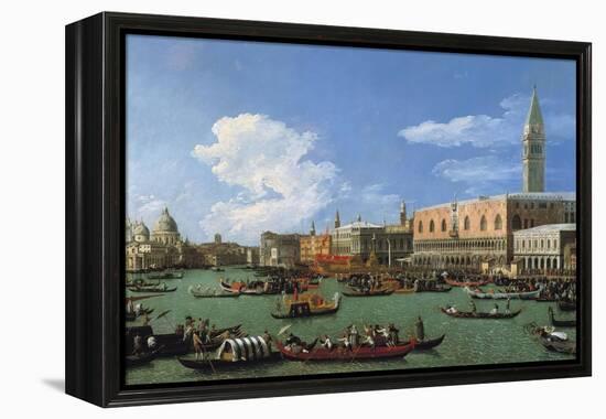 The Bucintoro Preparing to Leave the Molo on Ascension Day-Canaletto-Framed Premier Image Canvas