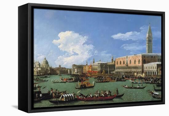 The Bucintoro Preparing to Leave the Molo on Ascension Day-Canaletto-Framed Premier Image Canvas