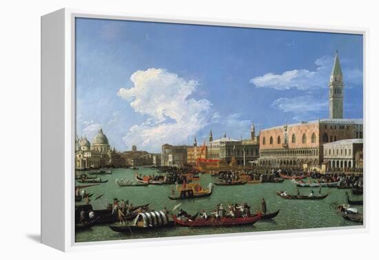 The Bucintoro Preparing to Leave the Molo on Ascension Day-Canaletto-Framed Premier Image Canvas