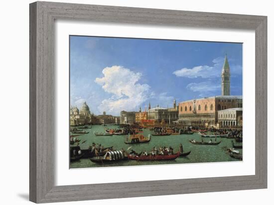 The Bucintoro Preparing to Leave the Molo on Ascension Day-Canaletto-Framed Giclee Print