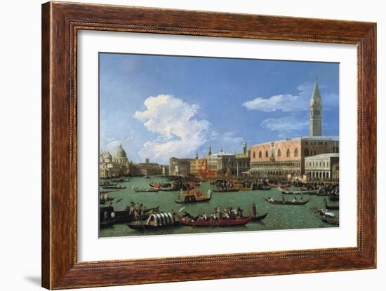 The Bucintoro Preparing to Leave the Molo on Ascension Day-Canaletto-Framed Giclee Print