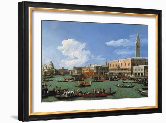 The Bucintoro Preparing to Leave the Molo on Ascension Day-Canaletto-Framed Giclee Print