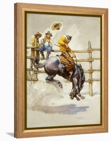 The Bucking Bronco, (Oil on Canvas)-Newell Convers Wyeth-Framed Premier Image Canvas