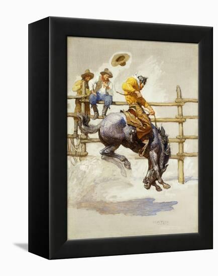 The Bucking Bronco, (Oil on Canvas)-Newell Convers Wyeth-Framed Premier Image Canvas