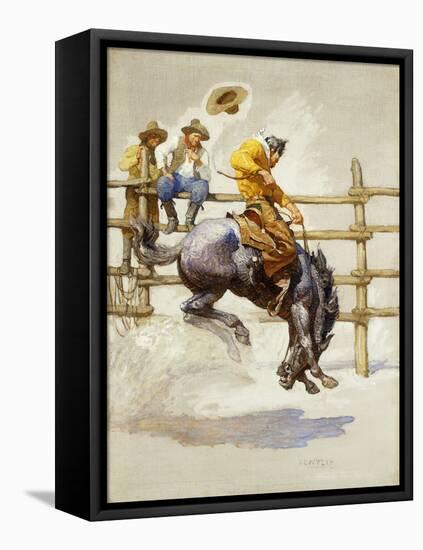 The Bucking Bronco, (Oil on Canvas)-Newell Convers Wyeth-Framed Premier Image Canvas