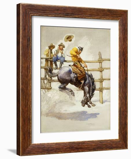 The Bucking Bronco, (Oil on Canvas)-Newell Convers Wyeth-Framed Giclee Print