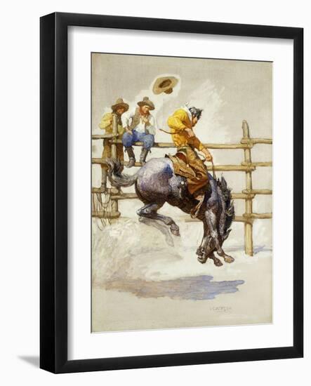 The Bucking Bronco, (Oil on Canvas)-Newell Convers Wyeth-Framed Giclee Print