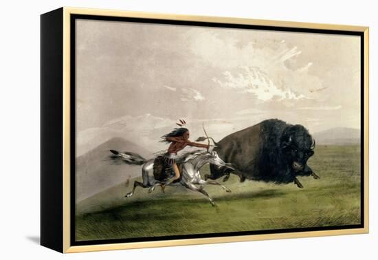 The Buffalo Chase 'singling Out', Pub. by Currier and Ives-George Catlin-Framed Premier Image Canvas