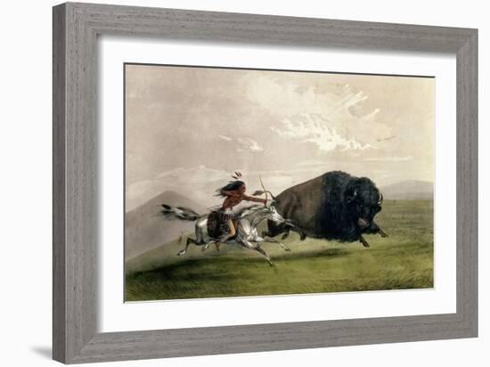 The Buffalo Chase 'singling Out', Pub. by Currier and Ives-George Catlin-Framed Giclee Print