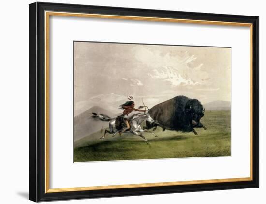 The Buffalo Chase 'singling Out', Pub. by Currier and Ives-George Catlin-Framed Giclee Print