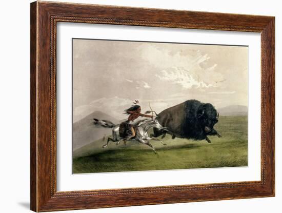 The Buffalo Chase 'singling Out', Pub. by Currier and Ives-George Catlin-Framed Giclee Print