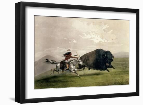 The Buffalo Chase 'singling Out', Pub. by Currier and Ives-George Catlin-Framed Giclee Print