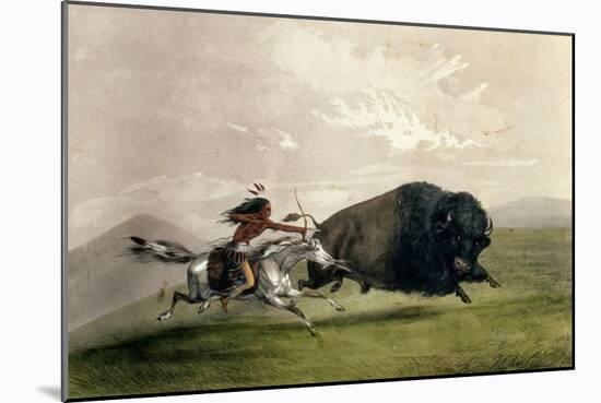 The Buffalo Chase 'singling Out', Pub. by Currier and Ives-George Catlin-Mounted Giclee Print