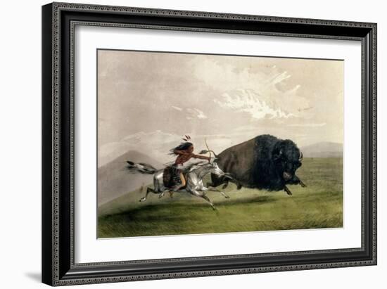 The Buffalo Chase 'singling Out', Pub. by Currier and Ives-George Catlin-Framed Giclee Print