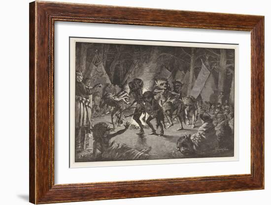 The Buffalo Dance, from Harper's Weekly, Pub 1887 (Engraving)-Frederic Remington-Framed Giclee Print