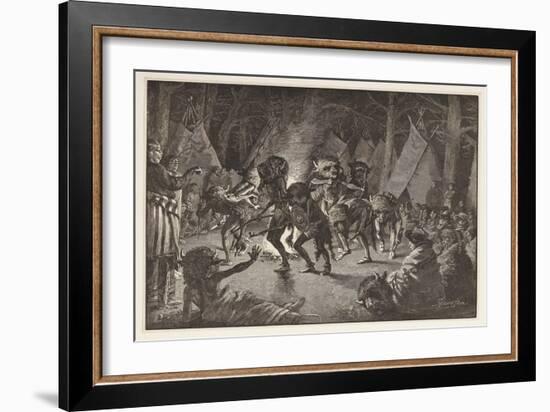 The Buffalo Dance, from Harper's Weekly, Pub 1887 (Engraving)-Frederic Remington-Framed Giclee Print