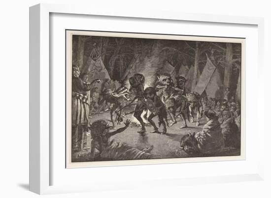 The Buffalo Dance, from Harper's Weekly, Pub 1887 (Engraving)-Frederic Remington-Framed Giclee Print