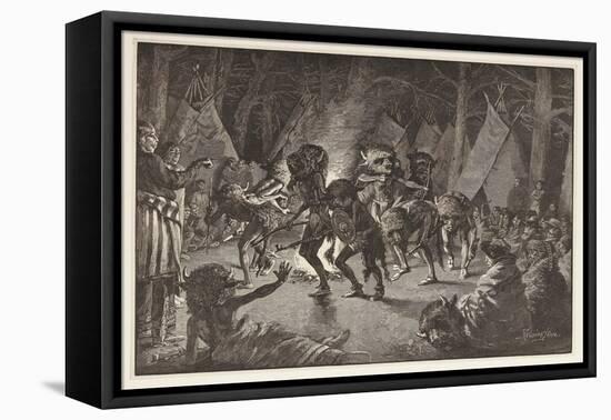 The Buffalo Dance, from Harper's Weekly, Pub 1887 (Engraving)-Frederic Remington-Framed Premier Image Canvas