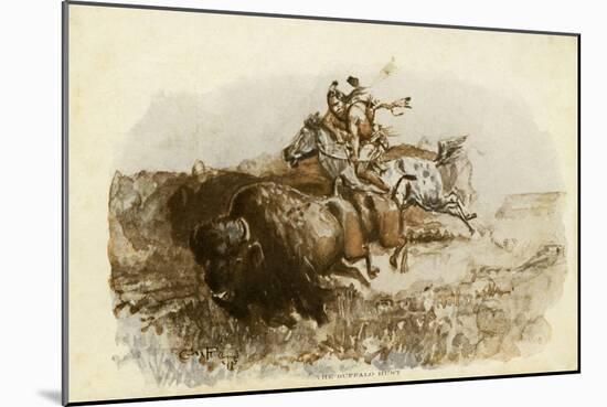 The Buffalo Hunt by C M Russell-Charles Marion Russell-Mounted Giclee Print