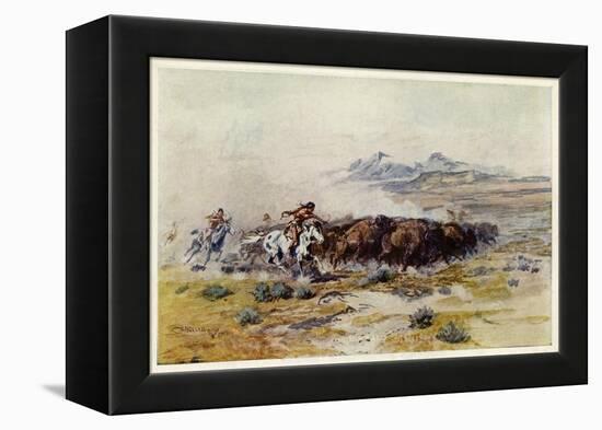 The Buffalo Hunt by C M Russell-Charles Marion Russell-Framed Premier Image Canvas