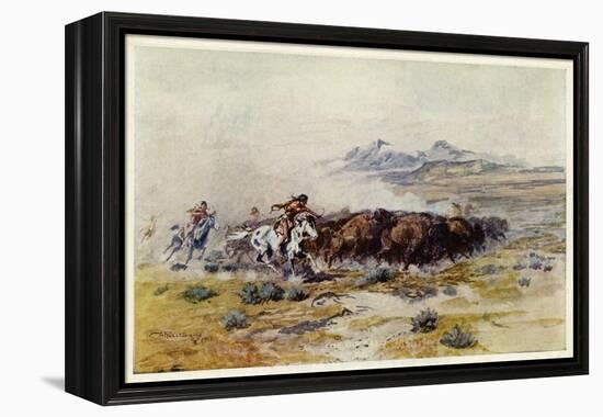 The Buffalo Hunt by C M Russell-Charles Marion Russell-Framed Premier Image Canvas