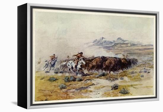 The Buffalo Hunt by C M Russell-Charles Marion Russell-Framed Premier Image Canvas