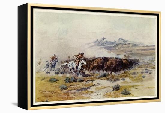 The Buffalo Hunt by C M Russell-Charles Marion Russell-Framed Premier Image Canvas