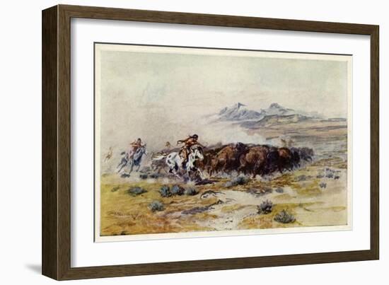 The Buffalo Hunt by C M Russell-Charles Marion Russell-Framed Giclee Print