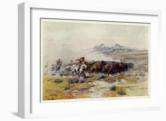 The Buffalo Hunt by C M Russell-Charles Marion Russell-Framed Giclee Print