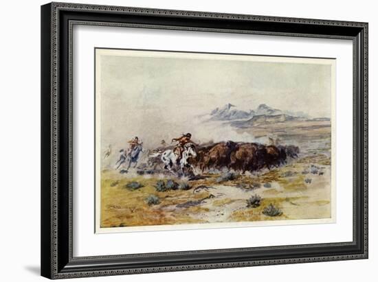 The Buffalo Hunt by C M Russell-Charles Marion Russell-Framed Giclee Print