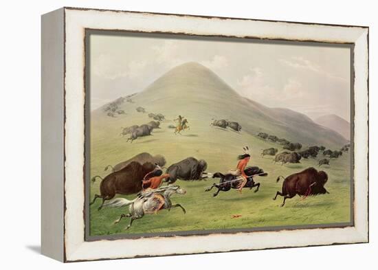 The Buffalo Hunt, C.1832 (Coloured Engraving)-George Catlin-Framed Premier Image Canvas