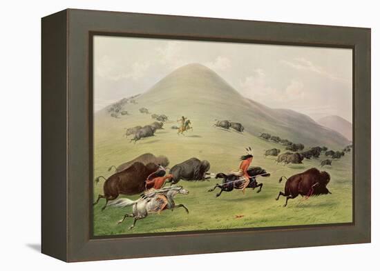 The Buffalo Hunt, C.1832 (Coloured Engraving)-George Catlin-Framed Premier Image Canvas