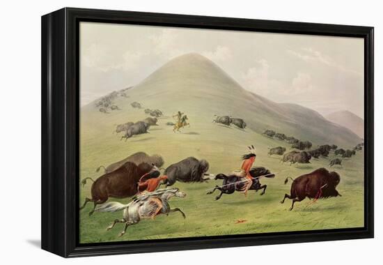 The Buffalo Hunt, C.1832 (Coloured Engraving)-George Catlin-Framed Premier Image Canvas