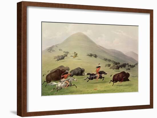 The Buffalo Hunt, C.1832 (Coloured Engraving)-George Catlin-Framed Giclee Print