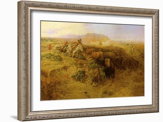 The Buffalo Hunt No.2, 1900-Charles Marion Russell-Framed Giclee Print