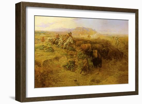 The Buffalo Hunt No.2, 1900-Charles Marion Russell-Framed Giclee Print