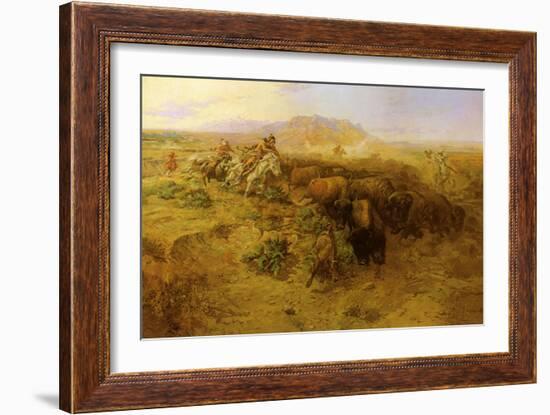 The Buffalo Hunt No.2, 1900-Charles Marion Russell-Framed Giclee Print