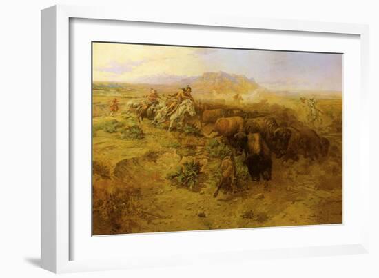 The Buffalo Hunt No.2, 1900-Charles Marion Russell-Framed Giclee Print