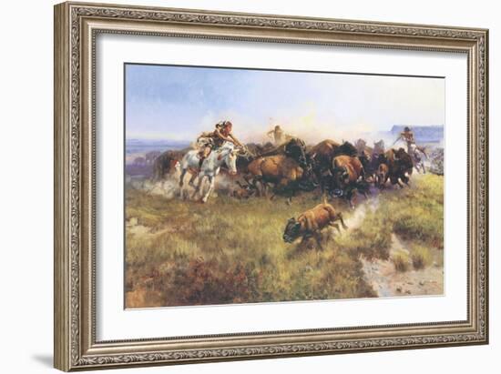 The Buffalo Hunt No. 39-Charles Marion Russell-Framed Art Print