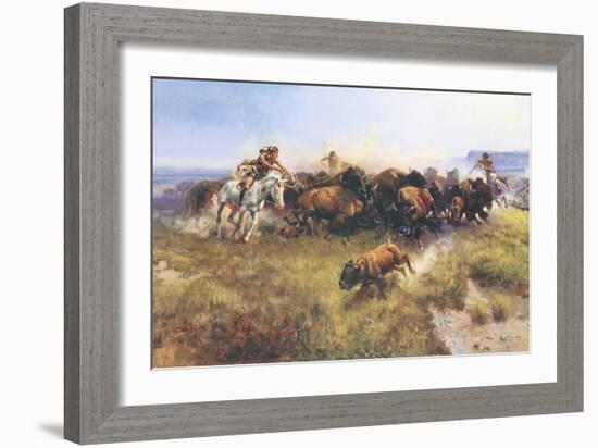 The Buffalo Hunt No. 39-Charles Marion Russell-Framed Art Print