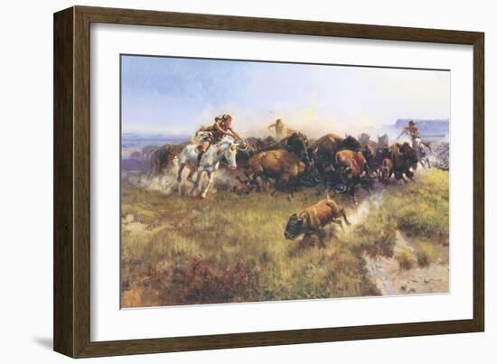 The Buffalo Hunt No. 39-Charles Marion Russell-Framed Art Print