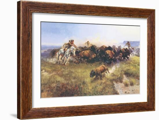 The Buffalo Hunt No. 39-Charles Marion Russell-Framed Art Print