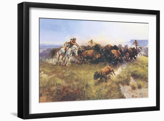The Buffalo Hunt No. 39-Charles Marion Russell-Framed Art Print