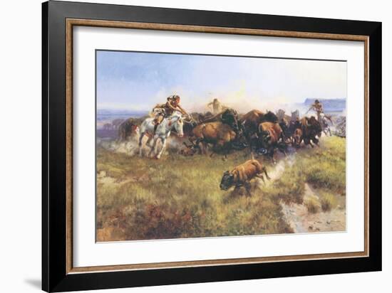 The Buffalo Hunt No. 39-Charles Marion Russell-Framed Art Print