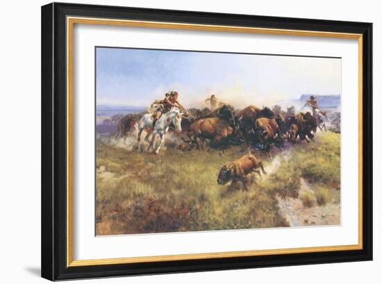 The Buffalo Hunt No. 39-Charles Marion Russell-Framed Art Print