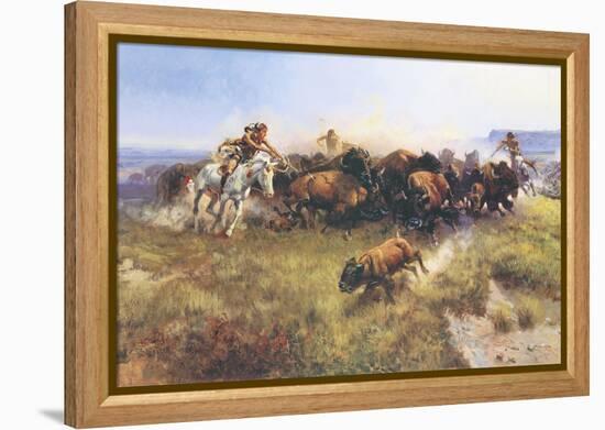 The Buffalo Hunt No. 39-Charles Marion Russell-Framed Stretched Canvas