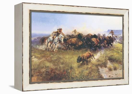 The Buffalo Hunt No. 39-Charles Marion Russell-Framed Stretched Canvas