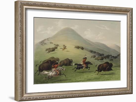 The Buffalo Hunt-George Catlin-Framed Giclee Print