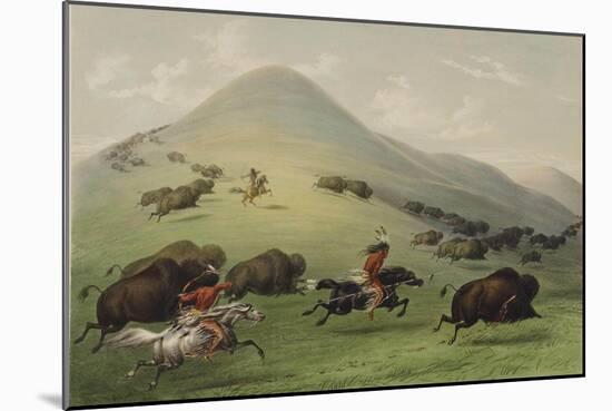 The Buffalo Hunt-George Catlin-Mounted Giclee Print