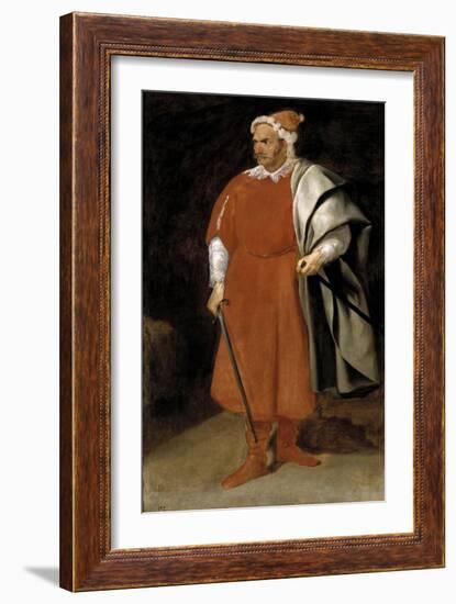 The Buffoon, "Redbeard", Cristóbal de Castañeda y Pernía, ca. 1633.-Diego Velazquez-Framed Giclee Print